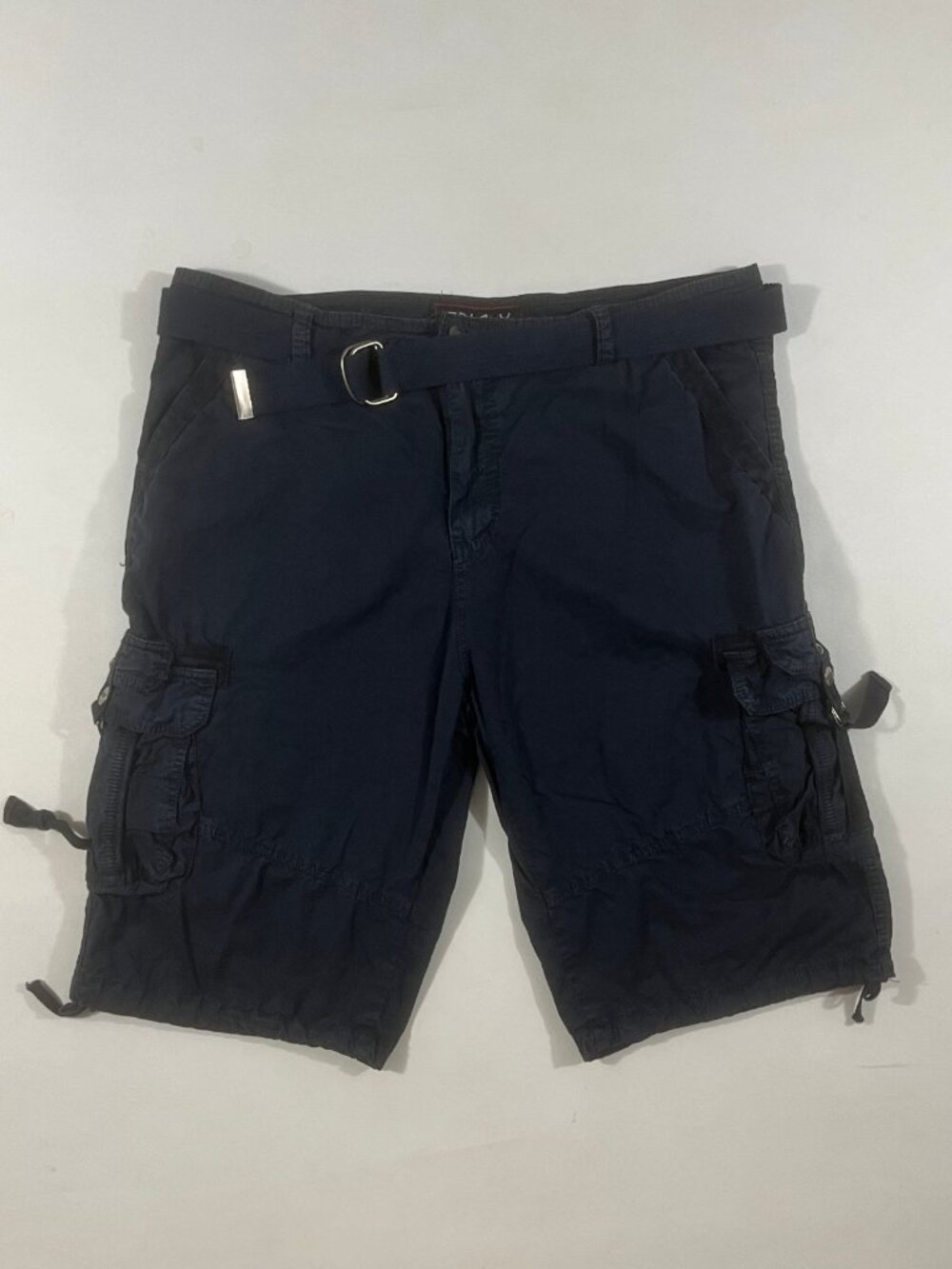 Galaxy by Harvic Navy Blue Belted Cargo Shorts Y2K Utility Streetwear